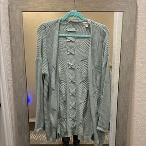 Pink Rose Women's Knit Cardigan Sweater - Light Blue